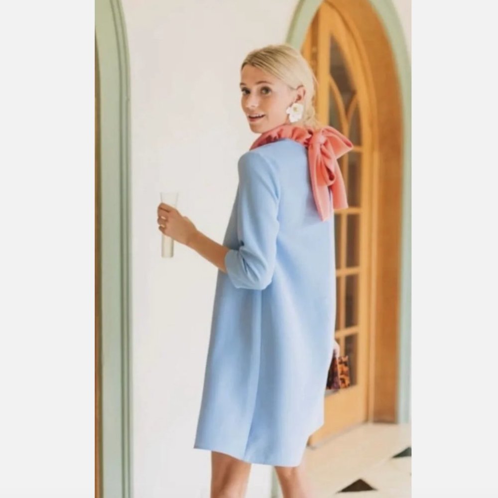 Pomander Place by Tuckernuck Blue Daphne Dress Swing Ruffle Bow sz L